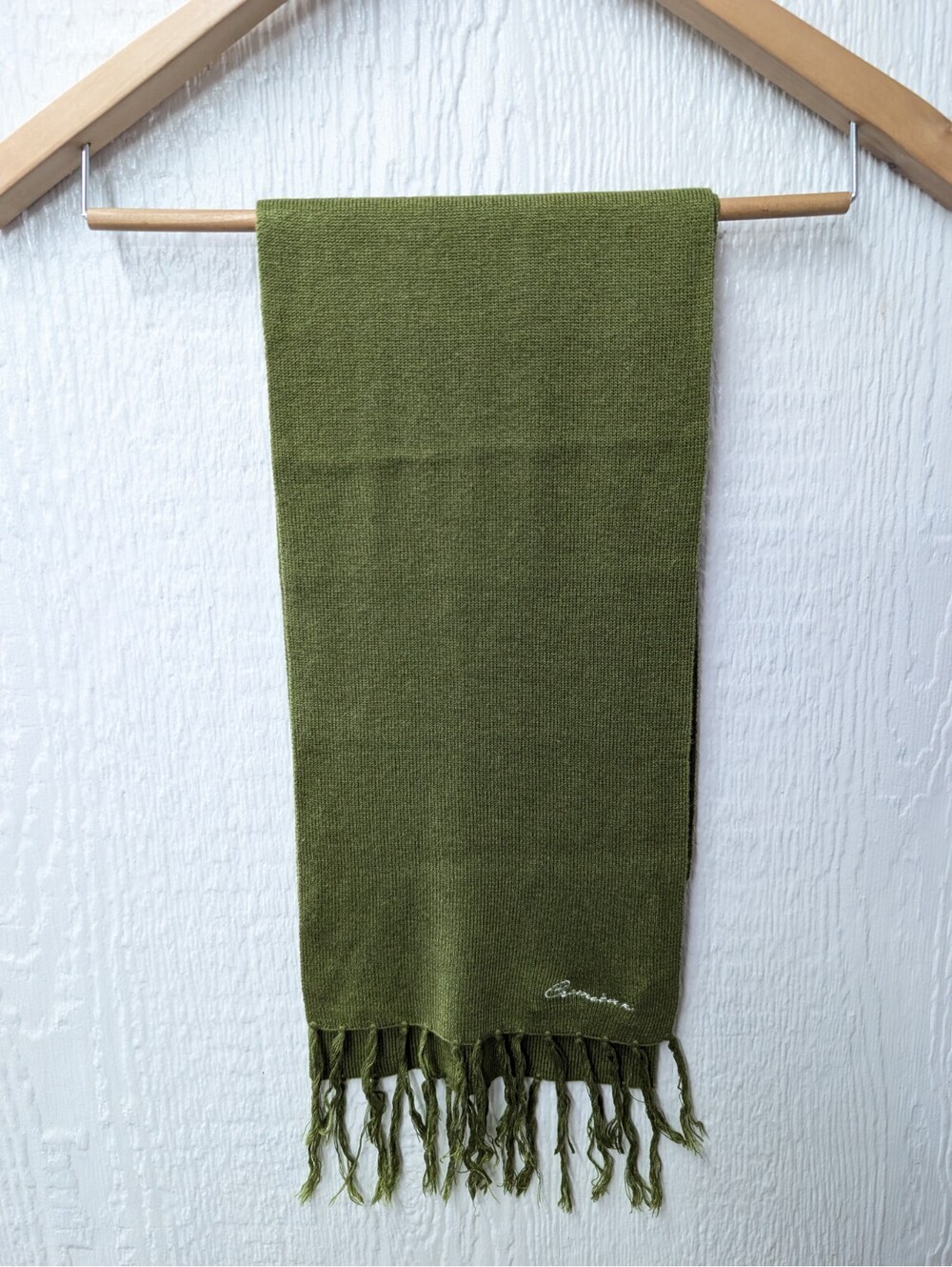 Daniel Cremieux Green Silk Cashmere Scarf Quiet Luxury Minimalist Winter Casual